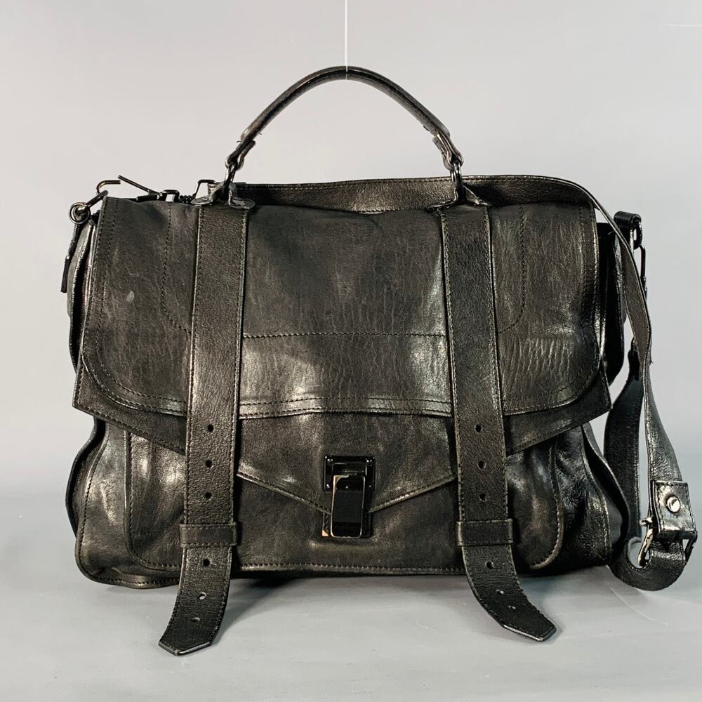 PROENZA SCHOULER PS1 Medium Black Leather Satchel Handbag